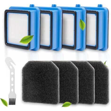 Ce lot de 4 filtres réutilisables pour aspirateur est compatible avec les modèles Electrolux Q6, Q7, Q8, WQ61, WQ71 et WQ81. Il contient 2 cartouches, 2 filtres en mousse et 1 brosse.