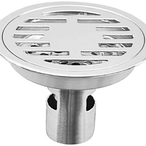 Siphon de sol adapté aux douches, salles de bains, toilettes, cuisines et balcons. Fonction désodorisante, style moderne, construction en acier inoxydable et fer forgé, monobloc, sur pied, couleur arg (1/3)