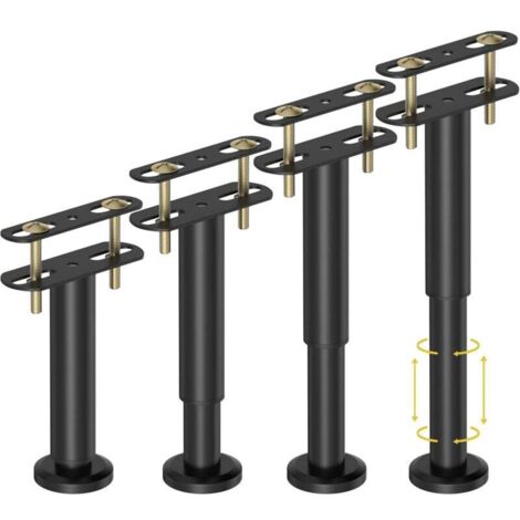 Un ensemble de 4 pieds de support de lit réglables en hauteur (18-31 cm), pieds de support centraux pour le cadre de lit, le sommier et les meubles, pieds de remplacement en métal robuste. (1/4)