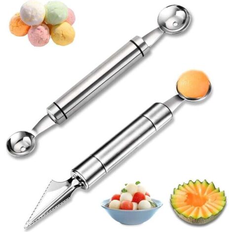 Ensemble de deux outils pour sculpter les fruits, couteau à fruits 2 en 1, éplucheur à melon, couteau à salade de fruits