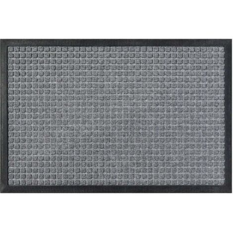 Paillasson, super absorbant, respirant, résistant aux taches et à la décoloration, gris, 29 x 17 pouces.
