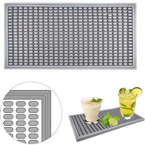 Tapis de machine à café 15 x 30 cm, tapis absorbant et égouttoir, tapis à cocktails, accessoire de barista, tapis de cuisine multifonctionnel (gris)