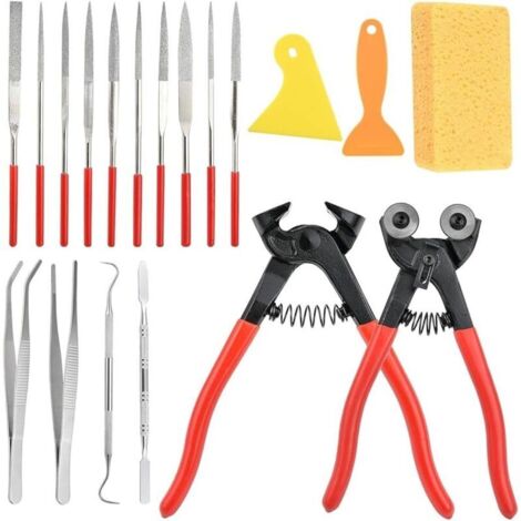 Ensemble de 19 outils pour mosaïque, outils de coupe professionnels pour mosaïque de verre et de céramique (1/4)