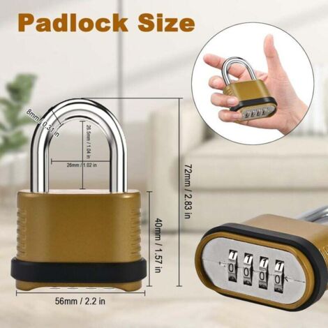 Lot De 2 Cadenas à Combinaison 4 Chiffres – Laiton Massif Résistant Aux Intempéries – Sécurité Pour Portes, Valises, Armoires, Jardin