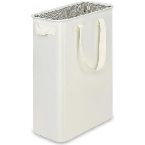 Panier à linge Oxford en tissu à un compartiment avec poignée, haut et pliable, convient aux buanderies, dortoirs et chambres, beige, 48 litres.