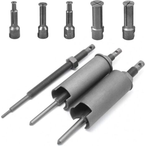 Un jeu d'extracteurs de roulements, comprenant un extracteur de roulement intérieur, équipé de 5 tailles de pinces ouvertes, allant de 9 mm à 23 mm.