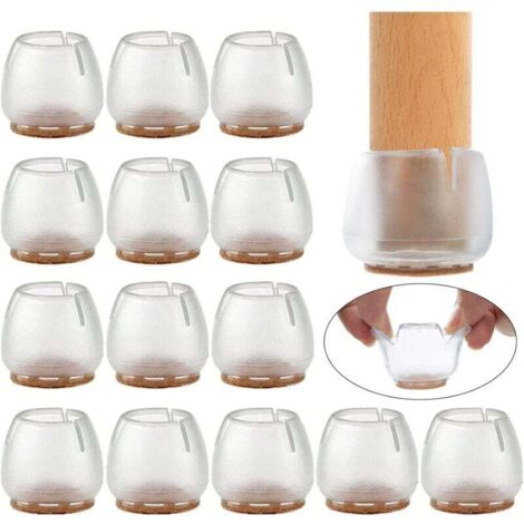 16 embouts de pieds de chaise en silicone (17-21 mm), protections rondes anti-rayures