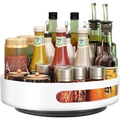 Plateau rotatif en acier inoxydable, porte-épices, plateau rotatif à 360°, convient aux cuisines, salles de bains et chambres, facile à nettoyer, 25x25x5 cm. (1/4)