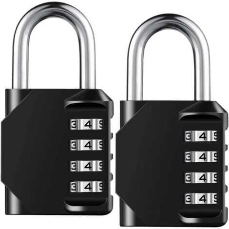 Cadenas à combinaison réinitialisable à 4 chiffres, cadenas extérieur étanche et robuste, idéal pour les casiers de salle de sport, les portes et les boîtes à outils - Lot de 2 (1/4)
