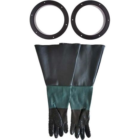 Paire de gants de sablage antidéflagrants de 23,6 pouces avec 2 clips de fixation, gants de sécurité noirs. (1/4)