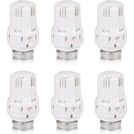 Paryou – Tête thermostatique radiateur M30 x 1,5 – Lot de 6 pièces – Régulation automatique de température – Protection anti-gel
