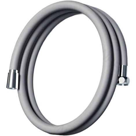 Tuyau de douche en silicone pour salle de bain, flexible, anti-explosion et anti-torsion, avec raccord à haute résistance (Gris - 1,5 m)