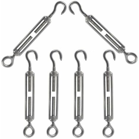 M5 Tendeur Cable Tendeur Crochet et œil Acier Inoxydable 304 Tendeur Réglable Tendeur de Fil Utilisé pour Tendre le Fil d'acier l'antenne Corde à Linge Chaîne 6PCS