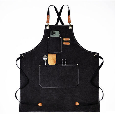 Tablier de cuisine imperméable, tablier ajustable avec poches, adapté à la cuisine domestique, au restaurant, au jardin, au barbecue, à l'école, au café, au chef, au boulanger, au serveur, au tablier