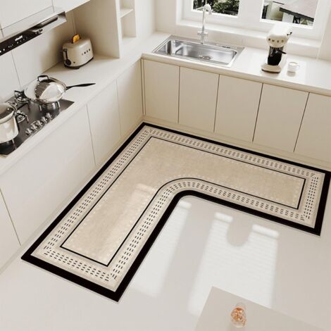 Tapis de cuisine en forme de L, monobloc, résistant à l'huile, antidérapant et imperméable. Lavable et facile à nettoyer (Couleur 3, 80 x 80 x 45 cm).