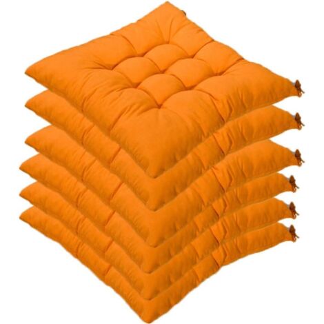 Crea – Lot de 6 galettes de chaise 40 x 40 cm – 100% polyester et coton – Lavables à 30 °C – Confort capitonné pour intérieur et extérieur