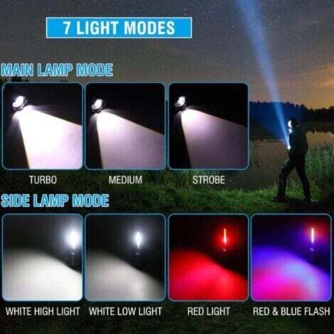 Lampe Torche LED Rechargeable A76 - Puissante, Portable Pour Camping - Noir