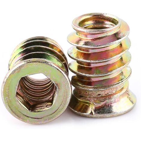 Pack de 30 pièces M6 Écrou hexagonal fileté en alliage de zinc, Écrous d'Insert en alliage de zinc Assortiment (M6X15mm)