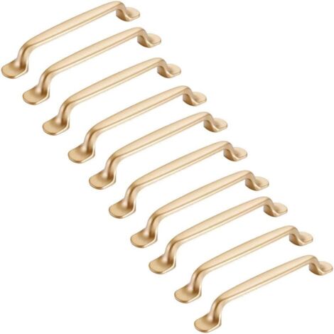 Tinor – Lot de 10 poignées de placard dorées 128mm – Alliage de zinc – Vis incluses – Pour meubles modernes – 163 x 20 x 23 mm