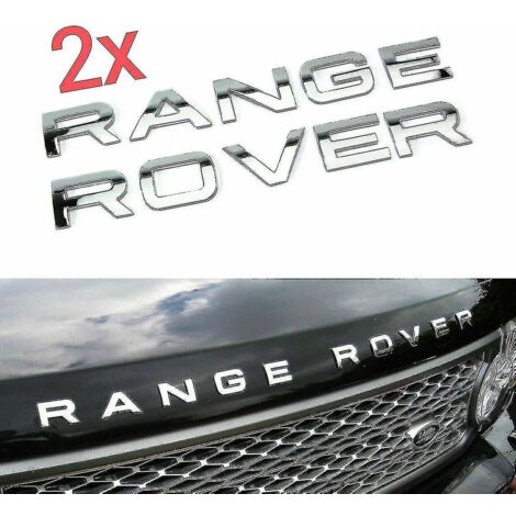 Chrome Range Rover Front Grill Bonnet Badge Emblem Bonnet And Back Boot Lettering Badge (pack Of 2)