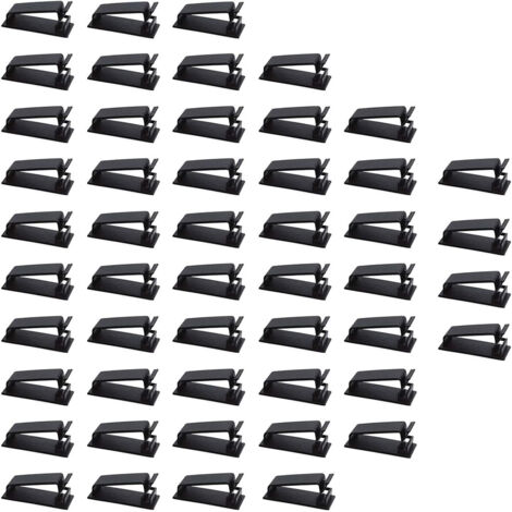 Lot de 50 clips adhésifs pour câbles, organiseur de câbles et système de gestion de câbles pour téléviseur, ordinateur portable, bureau, support adhésif en acrylique