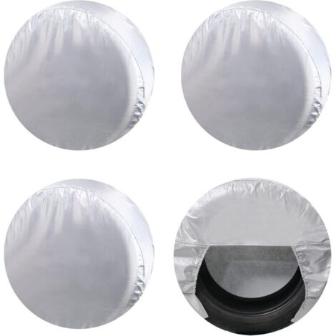 Housses De Pneus Protection Solaire UV Imperméable Oxford Pour Camion Camping Car Bateau Remorque SUV Diamètre 30 À 32 Pouces Argent Lot De 4