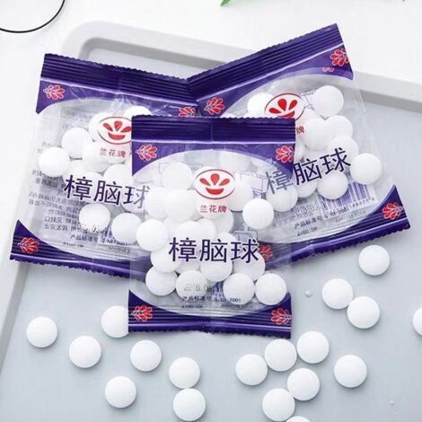 Boules antimites blanches non toxiques pour armoires, répulsif contre les cafards, parfum naturel de haute qualité – 100 g