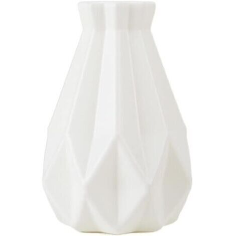 Vase à fleurs géométrique en céramique, vase simple et incassable pour la décoration intérieure (table de salon) - Blanc