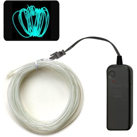 Bande Lumineuse Néon Portable 5 Mètres Alimentée par Batterie Bleu Glacier Découpable et Personnalisable pour Décoration Fête Halloween Bricolage (1/4)