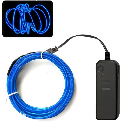 Bande Lumineuse Néon Bleue Portable 5 Mètres Alimentée par Batterie Découpable Personnalisable pour Décoration Fête Halloween et DIY