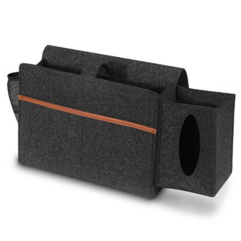 Organisateur de chevet en feutre – Panier de rangement pour lit avec compartiment amovible pour boîte à mouchoirs (1/4)