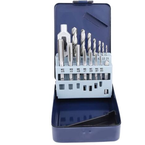 15 Pièces Jeu de TARAUDS Coniques et Forets Hélicoïdaux en Acier Allié pour Filetage Métallique – Outils Professionnels avec Boîte de Rangement (1/4)