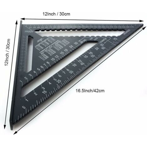 Règle Triangle en Aluminium Multifonction 18 cm et 30 cm – Rapporteur d’Angle Réglable 45° et 90° – Outil de Précision pour Menuiserie et Traçage (1/3)
