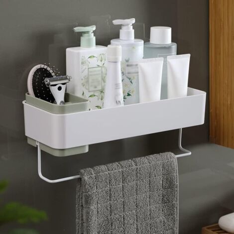 Supports de salle de bain, supports flottants sans poinçon, supports muraux pour shampoing et gel douche, porte-serviettes, supports de cuisine, supports à bouteilles de condiments