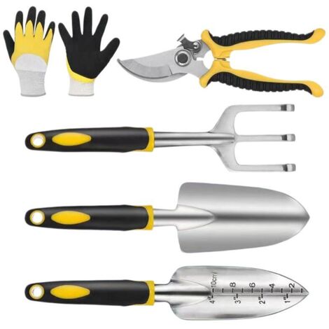 Outils de Jardinage, Outillage de Jardin Adulte avec Sécateur, Pelles Truelle, Transplanteur, Rateau à Main, Gants-Fei Yu (1/4)