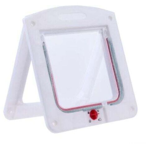 Chatière pour chat et chien petite, 4 voies verrouillable avec puce RFID, installation facile, blanc (1/4)