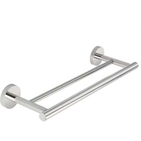 Porte-serviettes mural double barre en acier inoxydable SUS304 chromé, 60 cm – robuste et élégant pour salle de bain (1/4)