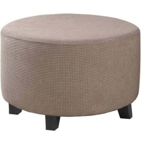 Housse extensible pour pouf en jacquard gris (petit), repose-pieds et tabouret – fond élastique antidérapant (1/5)