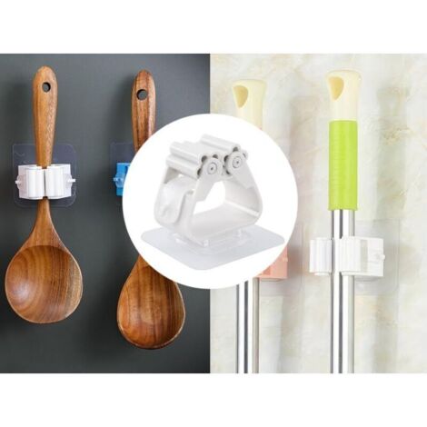 Accroches murales pour balais et raclettes – Lot de 2 supports adhésifs ultra-résistants, sans perçage, noir mat (1/3)