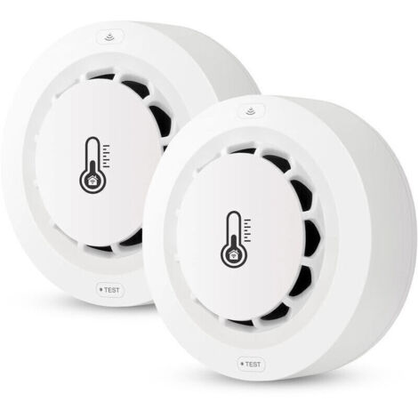 Détecteur de fumée WiFi avec capteur température/humidité – Alarme incendie intelligente, compatible Tuya et Smart Life, surveillance à distance (1/4)