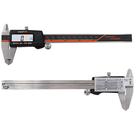 Pied à Coulisse Numérique 150 mm en Acier Inoxydable avec Écran LCD et Fonction Réglage Zéro (1/3)