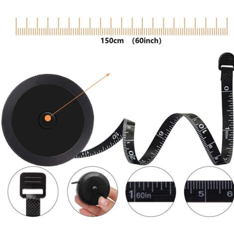 Mètre ruban souple en polyester noir double-face, 1 mètre – idéal pour mesures corporelles, couture, tricot et suivi de perte de poids (1/3)