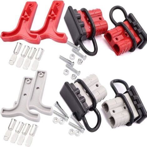Connecteur de batterie haute puissance 50 A / 600 V – Lot de 4 prises rapides gris et rouge pour treuil, remorque et voiture (1/4)
