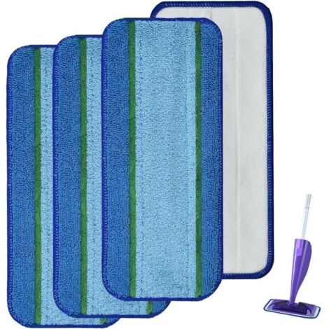 Balais serpillière réutilisable CSPARKV – 4 pièces en microfibre lavable, compatible Swiffer Wet Jet pour sols durs (1/4)