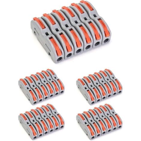 Connecteurs électriques rapides Domino 1 fil / 2 entrées – Lot de 30 pièces, plastique résistant, compatibles entre eux (1/4)