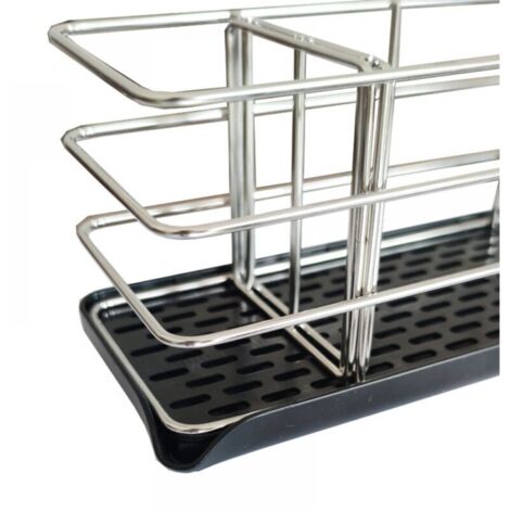 Évier de cuisine avec support de rangement en acier inoxydable – 208,5 cm, noir, lot de 1 (1/3)
