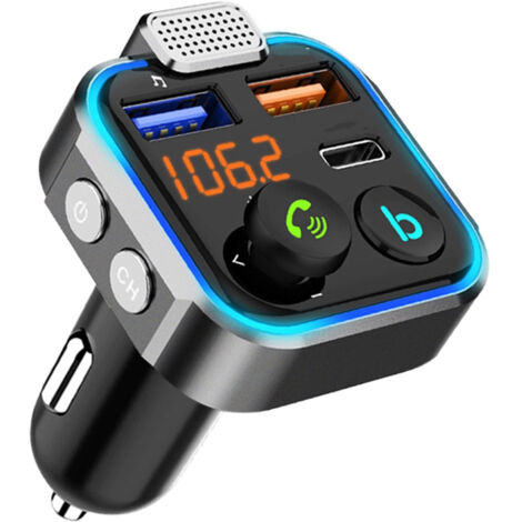 Transmetteur FM Bluetooth 5.0 pour Voiture – Adaptateur Audio sans Fil avec Chargeur USB et Basses Puissantes