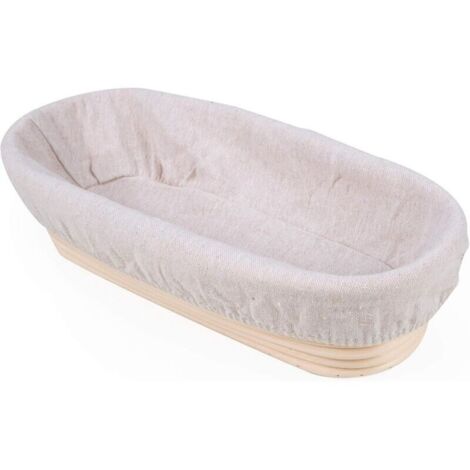 Banneton Ovale, brotform avec Doublure en Lain, Corbeille à Pain Ovale, Panier de Fermentation de Pain, Jusqu’à 0,7kg de pte, 30 x 14 x 7cm