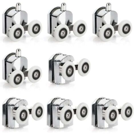 Roulettes de remplacement pour porte de douche coulissante – Lot de 8 roues jumelées en alliage de zinc, diamètre 23 mm (1/5)