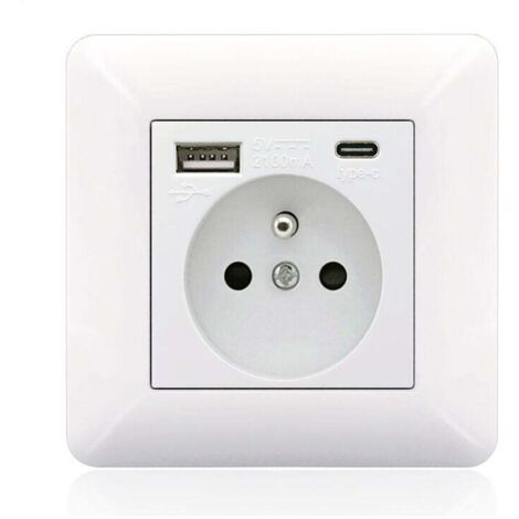 Serbia – Panneau de prises type C et USB 16A – 2 prises + 1 port USB + 1 port type C – Installation horizontale/verticale – Matériaux PC et inox
